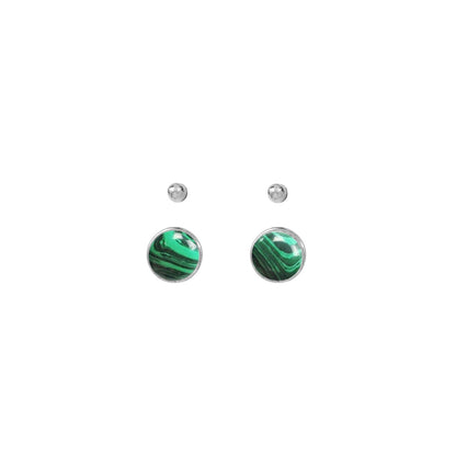 Boucles dessous d'oreilles Romy Argent et Malachite