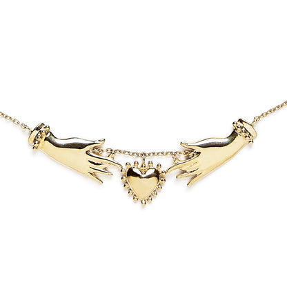 Collier-Ex-Voto-Coeur-main-Claddagh-Vermeil