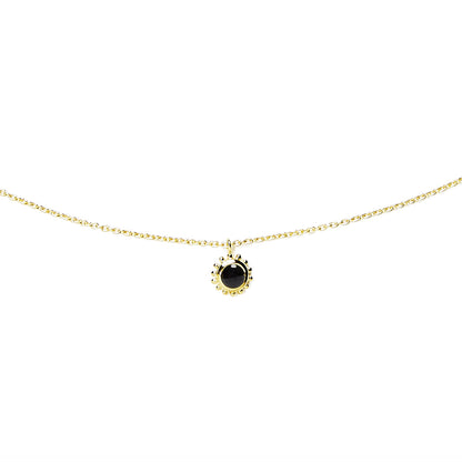 Collier-Vermeil-Petit Soleil-Onyx-Noir